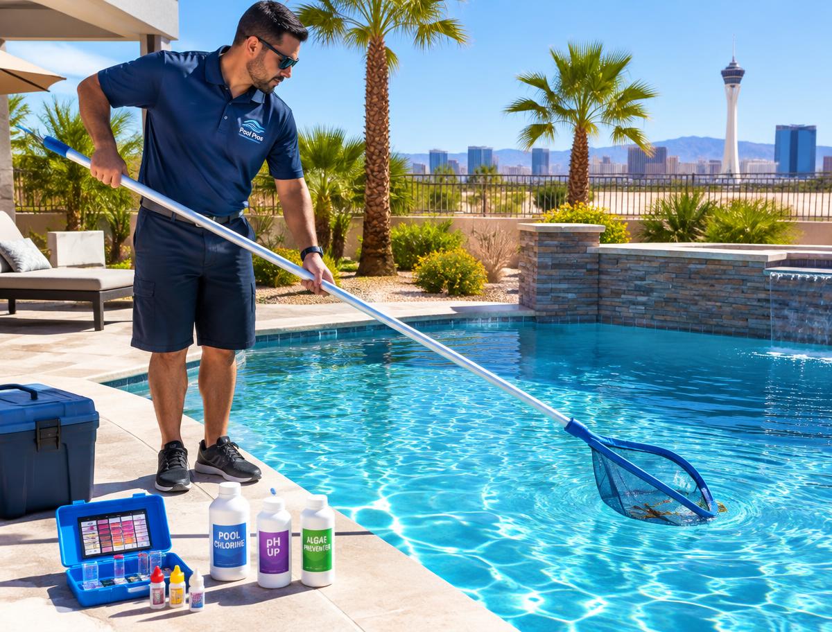 Ace technician cleaning a pool